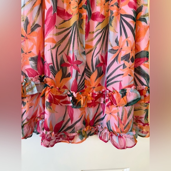Jessica Simpson off Shoulder Ruffle Tropical Print Dress Size Large - Picture 8 of 13